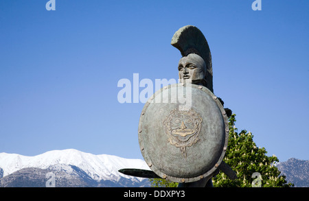 A statue of King Leonidas I, Sparta, Greece. Artist: Samuel Magal Stock Photo