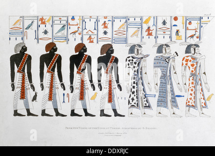 'Hieroglyphics from the Tombs of the Kings at Thebes, discovered by G Belzoni', 1820-1822. Artist: Charles Joseph Hullmandel Stock Photo