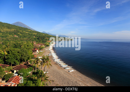 Indonesia, Bali, East Bali, Amed, Lipah Village and Beach Stock Photo