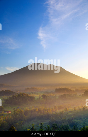 Indonesia, Bali, Sidemen, Sidemen Valley and Gunung Agung Volcano Stock Photo