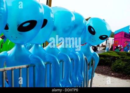 Carnival / festival game prizes, balloon / air filled aliens Stock Photo