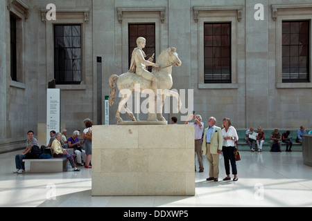 Marble Statue of Youth on Horseback, The Great Court, The British Museum, London, England Stock Photo