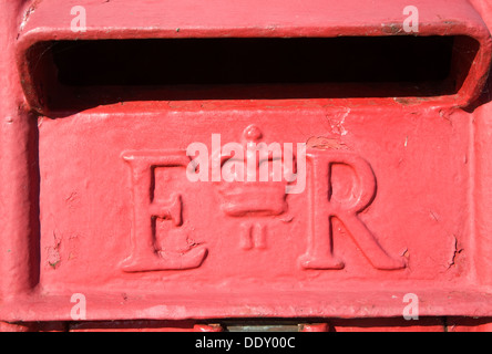 Detail red pillar Royal mail post box UK Stock Photo