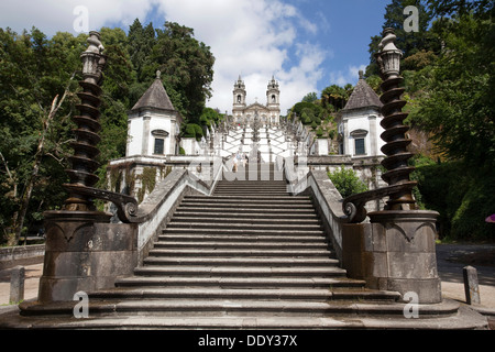 Monumental Baroque stairway, Bom Jesus do Monte Church, Braga, Portugal, 2009.  Artist: Samuel Magal Stock Photo