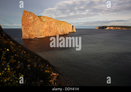 Percé Rock and Ile Bonaventure, Percé, Quebec Canada Stock Photo