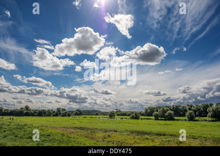 Clouds over the river Nene at Castor Stock Photo