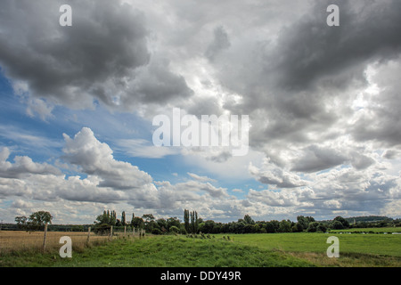 Clouds over the river Nene at Castor Stock Photo