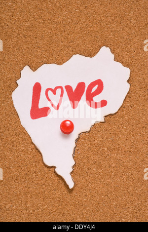 Love note on a cork board Stock Photo