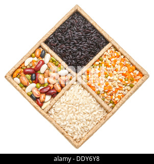 Group of beans and lentils isolated on white background Stock Photo