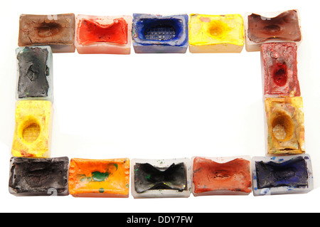 Frame. Color tubes with a paint on a white background Stock Photo