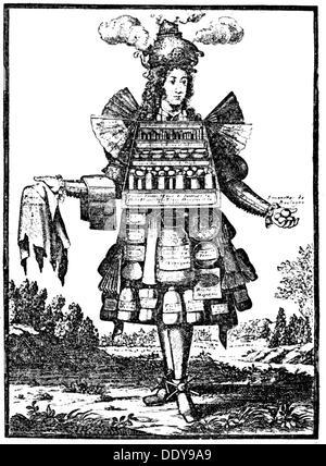 medicine, allegories, 'Habit d'Apoticaire' (Garment of the Apothecary), copper engraving, France, 17th century, Artist's Copyright has not to be cleared Stock Photo