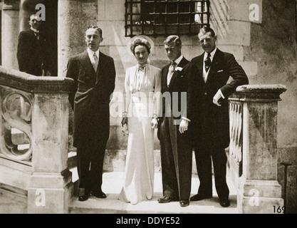 The wedding party at the marriage of the Duchess and Duke of Windsor, France, 3 June 1937. Artist: Unknown Stock Photo