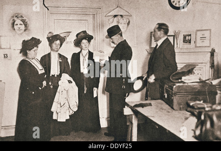 Arrest of leading suffragettes, London, 13 October 1908. Artist: Unknown