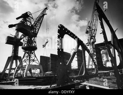 Cranes At Kockums Shipyard, Malmö, Sweden, 1940s. Artist: Unknown Stock ...