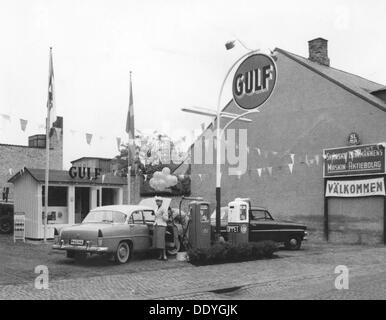 Gulf petrol station, Trelleborg, Sweden, 1955. Artist: Unknown Stock Photo