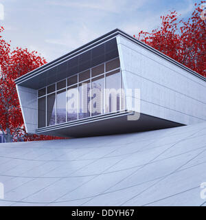 Modern building, exterior view, 3D illustration Stock Photo