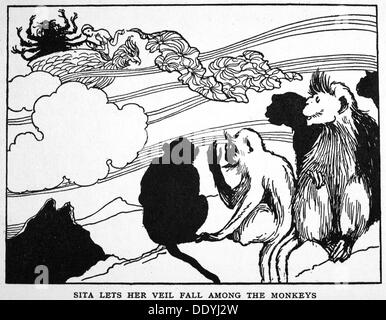 'Sita Lets Her Veil Fall among the Monkeys', 1925. Artist: Unknown Stock Photo