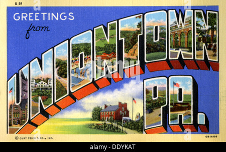 'Greetings from Uniontown, Pennsylvania', postcard, 1940. Artist: Unknown Stock Photo