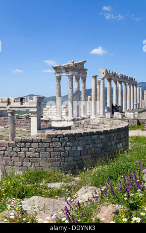 Ruins of the Trajan Temple in ancient city of Pergamon, Turkey, Asia Stock Photo