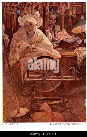 'Blessed are the Meek for They Shall Inherit the Earth', 1906. Artist: Alphonse Mucha Stock Photo