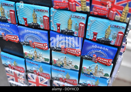 London tourist fridge magnets in a souvenir shop Stock Photo