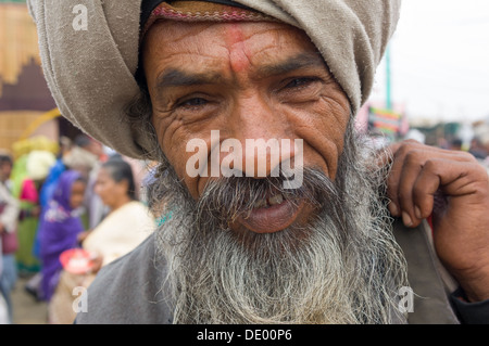 Elderly male pilgrim at the Ganga Sagar Mela, Sagar Island, West Bengal, India Stock Photo