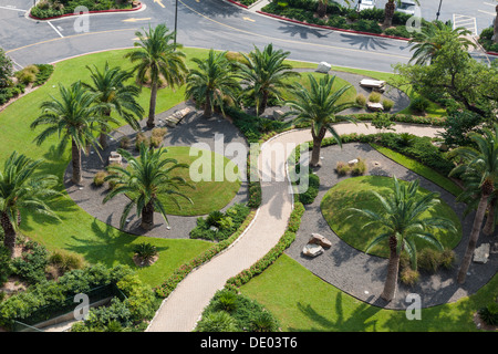 Tropical landscaping in front of the Imperial Palace hotel and casino in Biloxi, Mississippi Stock Photo