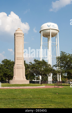 US Air Force water tower and Veterans Monument in the Biloxi National Cemetery in Biloxi, Mississippi Stock Photo