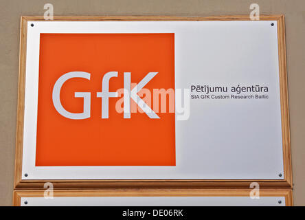Sign, GfK, market research company, Riga branch, Riga, Latvia, Europe Stock Photo
