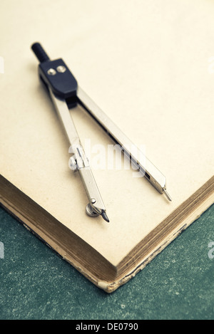 Drawing compass, equipment for drawings circles in geometry. Stock Photo