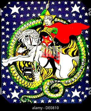 Trotsky slaying the counter-revolutionary dragon (poster), 1918.  Artist: Anon Stock Photo