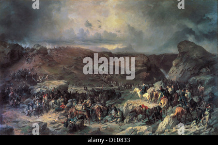 Army of Alexander Suvorov crossing the St Gotthard Pass, September 1799 (19th century).  Artist: Alexander von Kotzebue Stock Photo