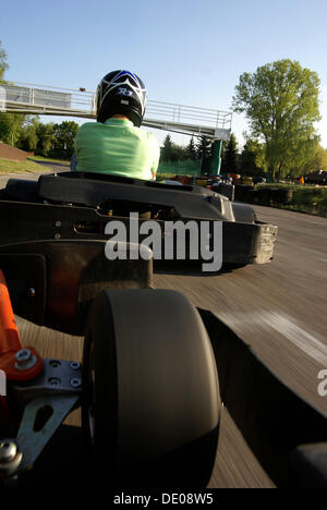 Kart racing, karting, racetrack, auto racing, speed, competition, Garching, Hochbrueck, Munich, Bavaria Stock Photo