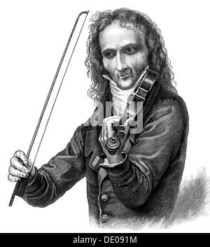 Niccolò Paganini, Italian violinist, violist and composer, 1830s.  Artist: Anon Stock Photo