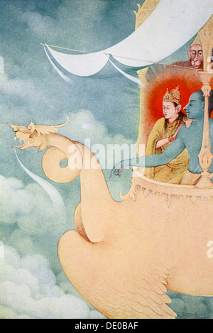 The return of Rama, 1913.  Artist: K Venkatappa Stock Photo