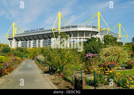 Allotment gardens in front of Signal Iduna Park, Dortmund, North Rhine-Westphalia, PublicGround
