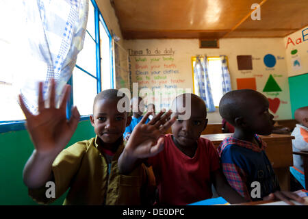 School children in a small school on the outskirts of Musanze Stock Photo