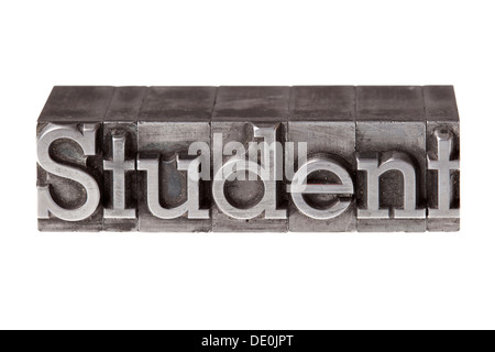 Old lead letters forming the word "Student" Stock Photo