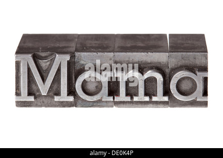 Old lead letters forming the word "Mama" Stock Photo