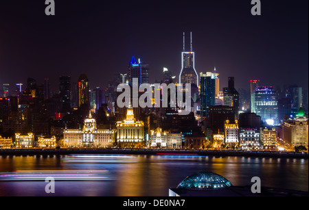 View of Bund across Huangpu River from Pudong Stock Photo