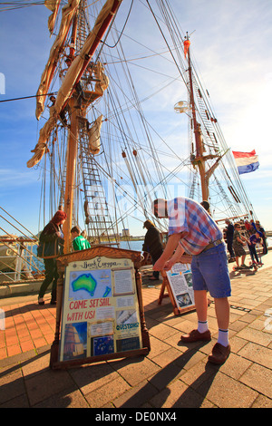 Dutch Tall Ships docked wharf Port River old sailing boats yachts historical replica replicas Port Adelaide South Australia Stock Photo