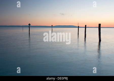 Early morning mood in the port of Guettingen, Lake Constance, Switzerland, Europe, PublicGround Stock Photo