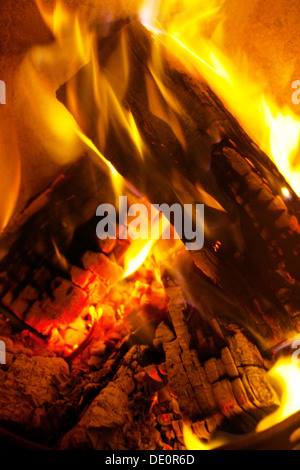 Fire in a fireplace Stock Photo