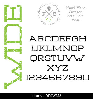 Handmade retro font. Slab serif condensed type Stock Photo - Alamy