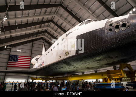 A view of the Space Shuttle Endeavour at the California Science Center in Los Angeles. Stock Photo