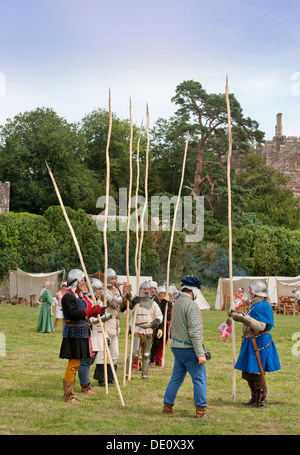 The 'Berkeley Skirmish' medieval re-enactments at Berkeley Castle near Gloucester where the 500th anniversary of the battle of F Stock Photo