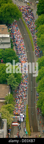 Aerial, Ruhr-Marathon 2009, half-marathon start, 13, 500 runners, Buer, Gelsenkirchen, Ruhrgebiet area, North Rhine-Westphalia Stock Photo