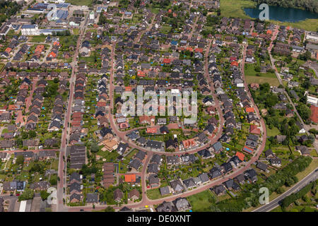 Aerial view, Capitelhof new housing estate, town of Rees, Lower Rhine region, North Rhine-Westphalia Stock Photo