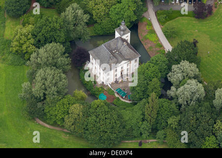 Aerial view, Wasserschloss Haus Voerde moated castle, Lower Rhine region, North Rhine-Westphalia Stock Photo
