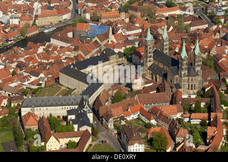 Aerial view, Bamberg Cathedral and Neue Residenz castle, Bamberg, Upper Franconia, Bavaria Stock Photo